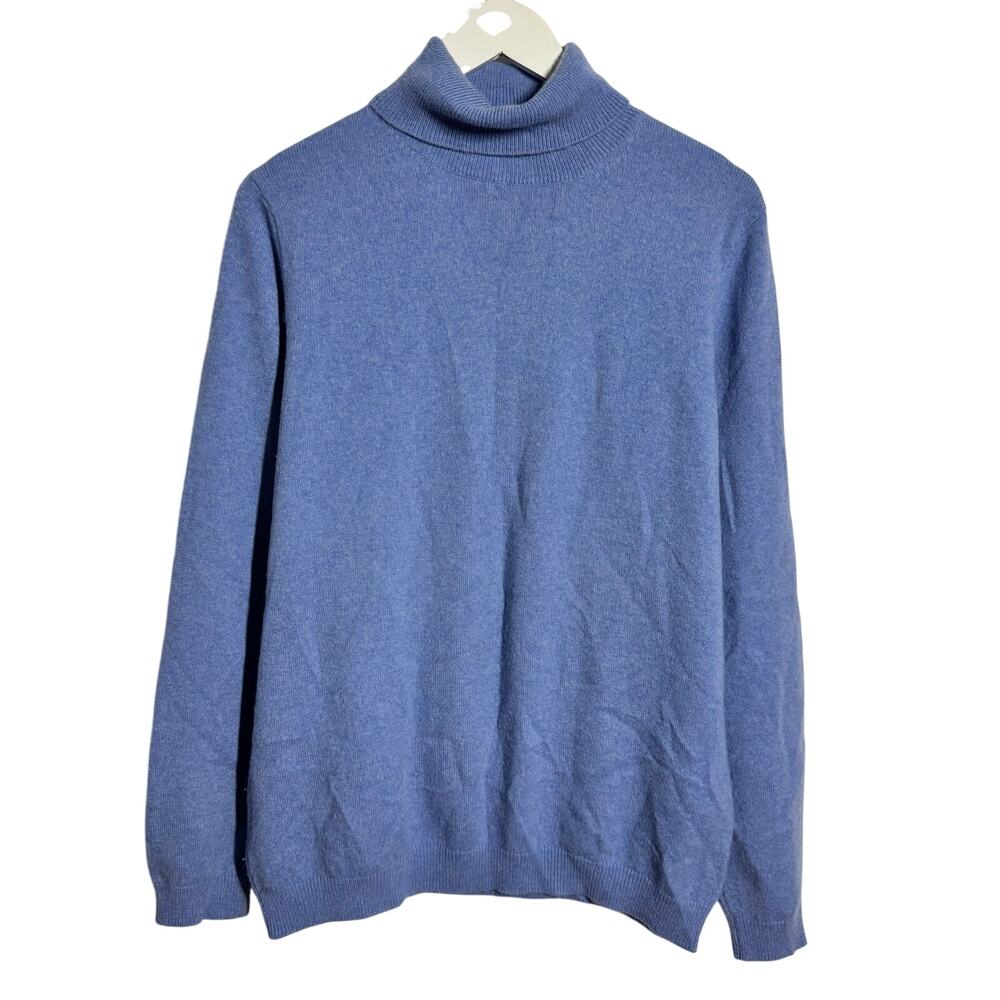 Lands End Cashmere Turtleneck Quite Luxury Sweater Women L Blue Old Money Minima